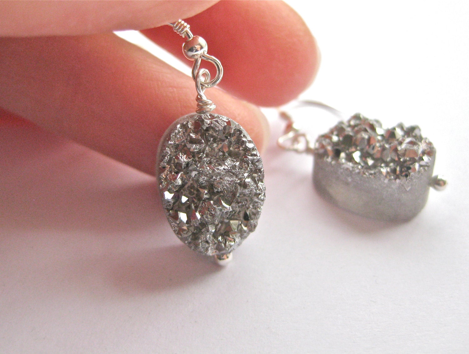 Druzy Earrings, Drusy Earrings, Silver Earrings, Agate Earrings Etsy UK