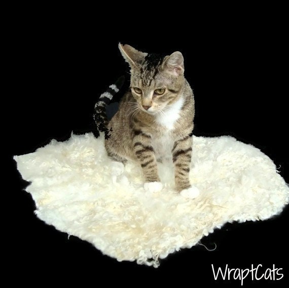 Pet Bed Mat Raw Wool Fleece Felted Rug - Lester - WraptCats