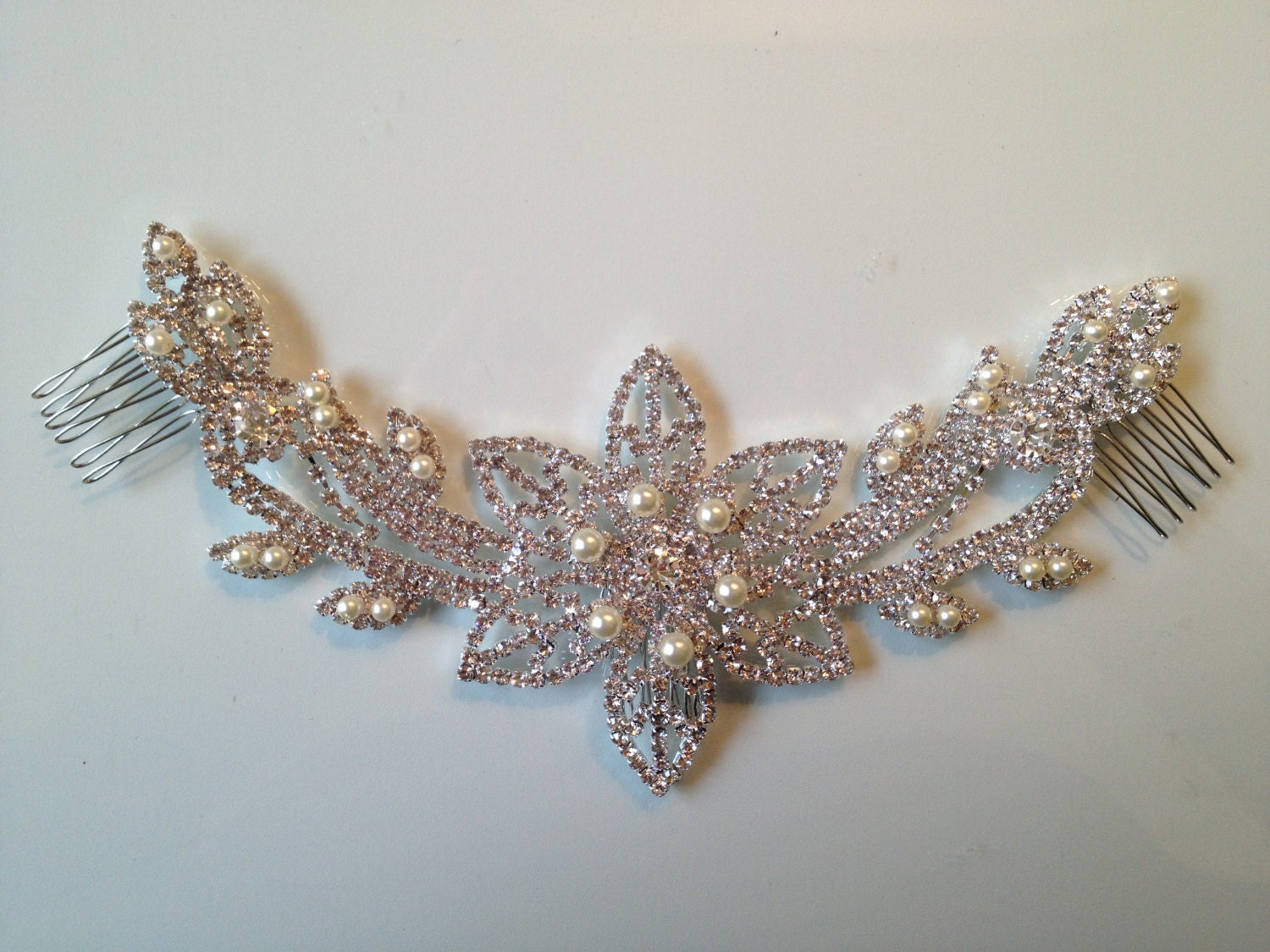 Soraya,  Bridal Comb, Pearls, Wedding Headpiece, Bridal Hair Piece, Hair Clip, Rhinestone Beaded Headpice