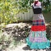 SALE...RAinBoW layered upcycled vintage JEANS skirt.... hippie style