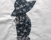 Beautiful Applique & Embroidered SUSPENDER OVERALLS SAM Sunbonnet Sue 12" Quilt Block Square No. 7