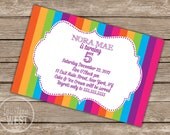 Colorful Stripes Birthday Invitation (Printable Digital File) Il_170x135