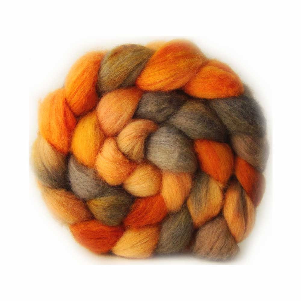 Buy 3 Get 1 Free - Phat Fiber falkland top LONDON FOG Tea Party roving handpainted 4.3oz