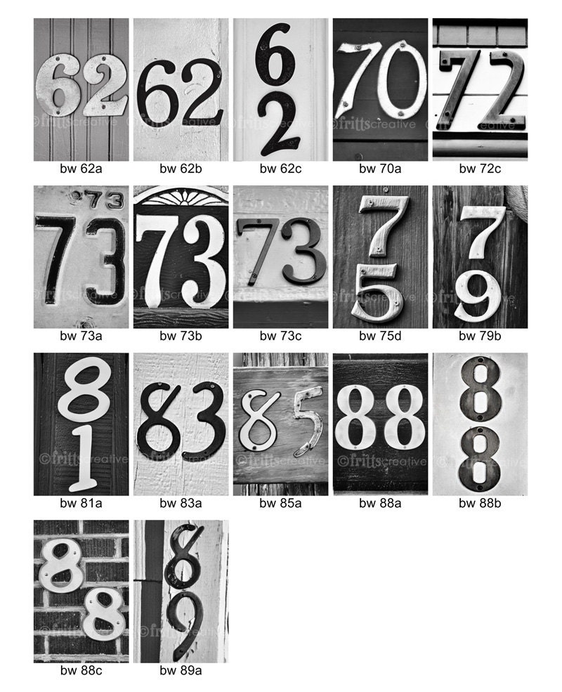 NUMBERS DATES 62-99  BW 4x6 photo number, print only