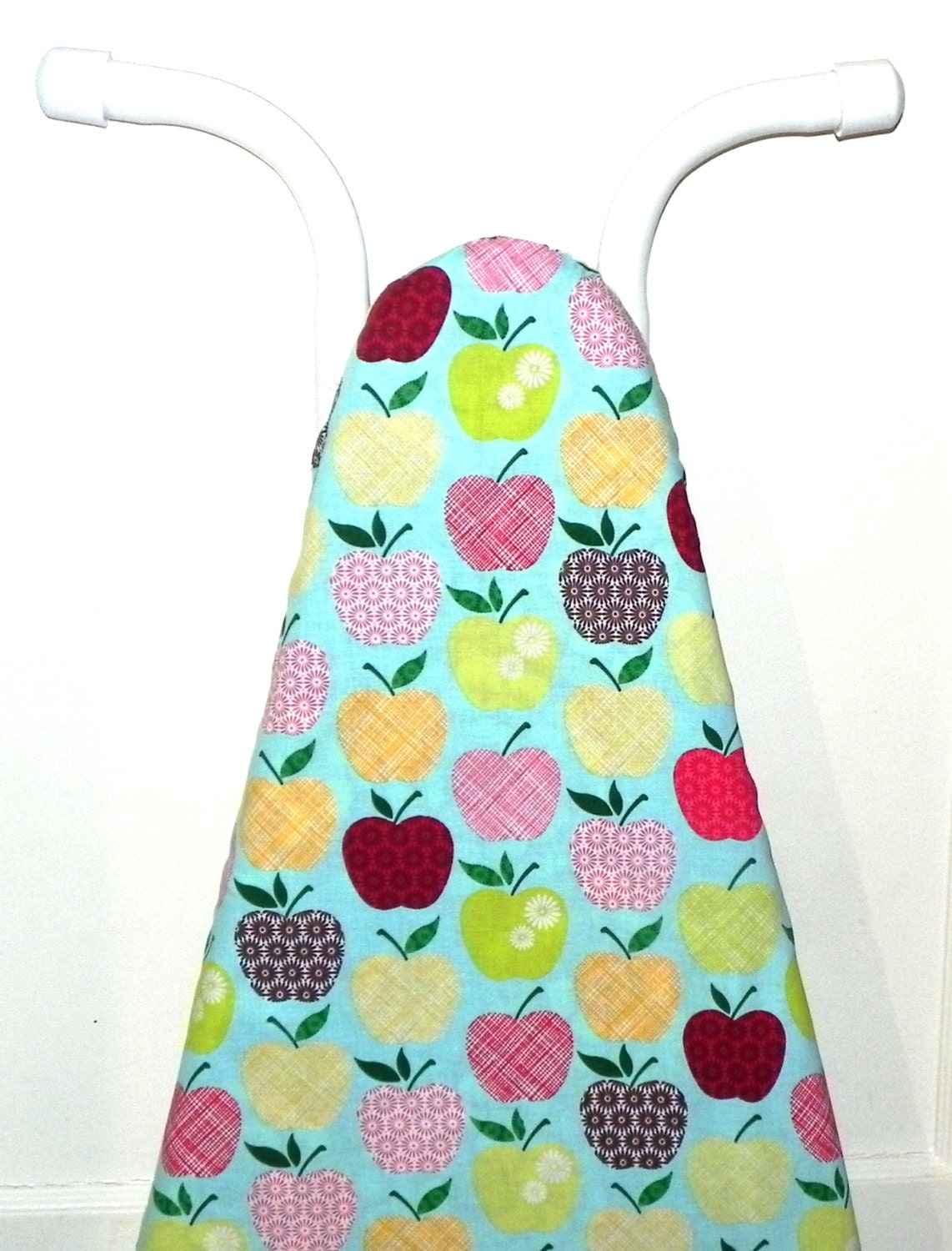 Ironing Board Cover - Apples in aqua, red, yellow, brown, green and pink