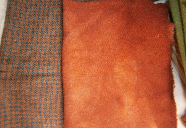 MIXED RUST  Hand Dyed and Textured Felted Wool Fabric for Rug Hooking and Appliqué 2 Eighths Bundle "
