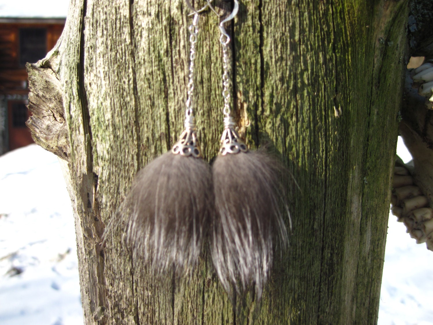 Silver Fox Dangle Earrings
