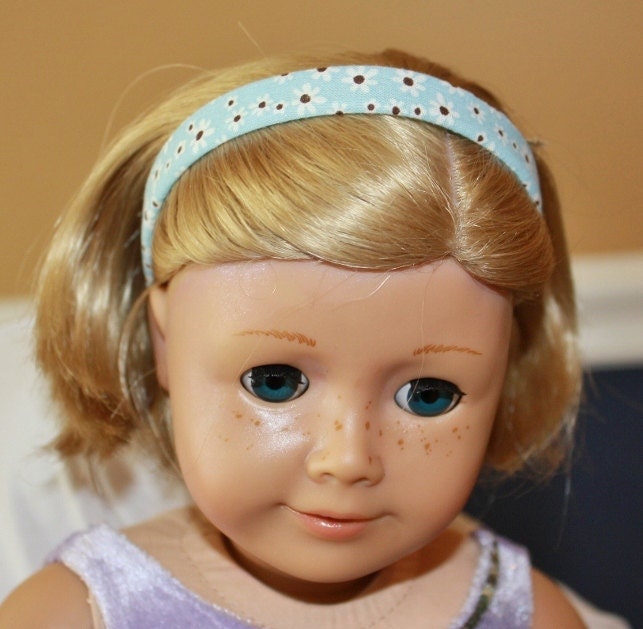 My Doll and Me Matching Headband Set - Light Blue with White Daisies