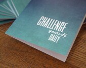 Greeting Card - Challenge Yourself Daily - Peacock Teal Blue Ombre - Graduation Card