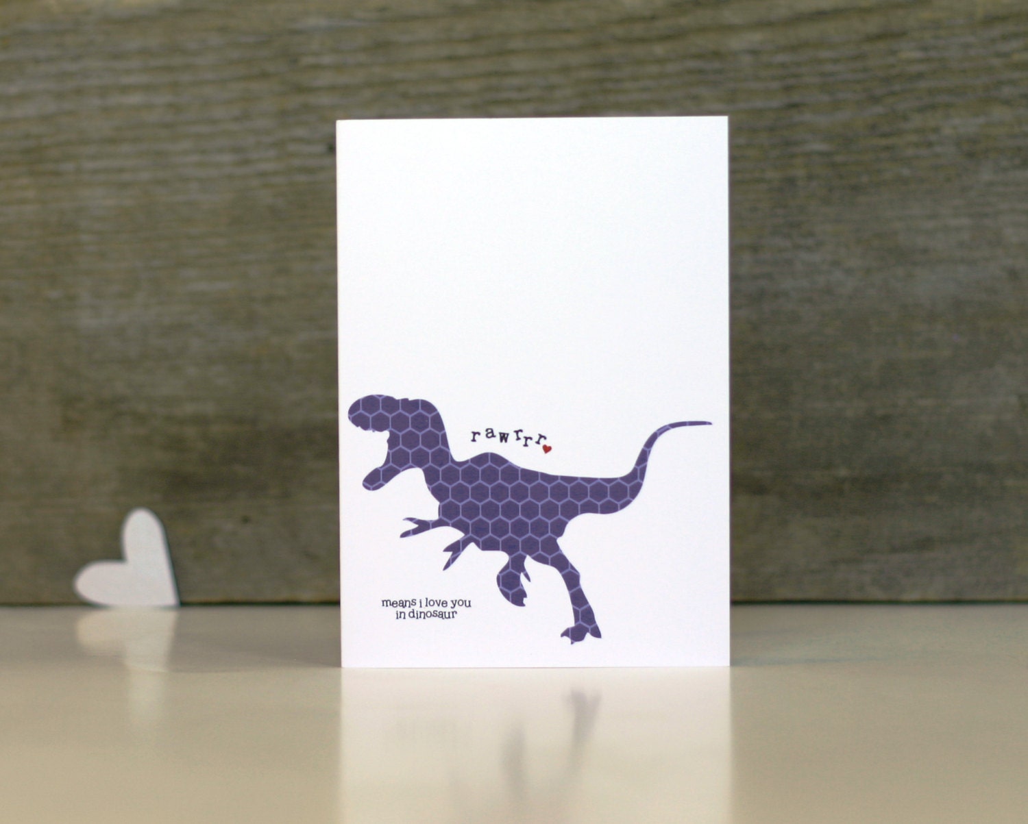 Valentines Day Dinosaur Greeting Card Rawrrr Means I Love You in Dinosaur Orange Hexagon T-Rex Kids