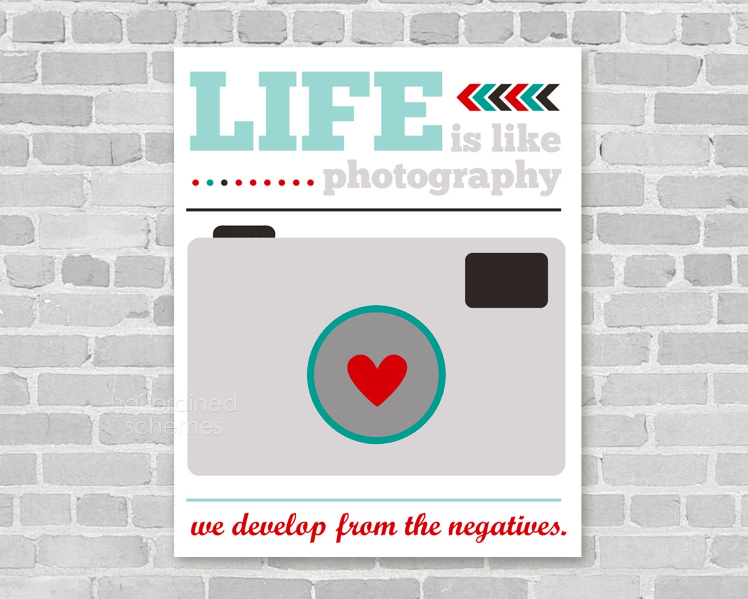 Camera Art Poster - Life is Like Photography - Digital Art Typography Print