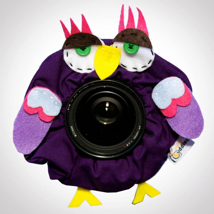 Shutter Buddies Pet Paul Purple OWL with SQUEAKER camera lens prop- Ready to ship