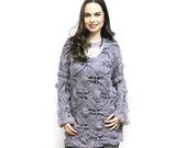 Summer Sweater, Hand Knit Sweater, Lace Mohair Sweater by Solandia, Grey, Gray, Knitting Sweater, Knitted Sweater, Spring, Women fashion