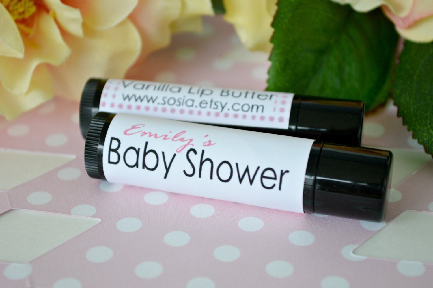 Pink Baby Shower Lip Butter Favors: 20 Personalized Vanilla Lip Butters