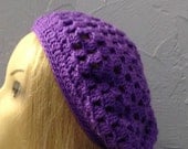 Womens Handmade Crochet Purple hat beret
