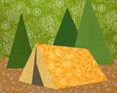 Camping tent Paper pieced quilt block pattern PDF