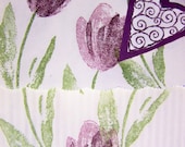 Handmade Notecards Floral Notecards Hello Blank Notecards Purple Green Set of Six with Envelopes Free Shipping Treasury Item