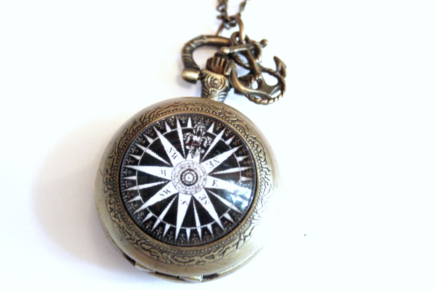 Silhouette Pocket Watch - Vintage compass
