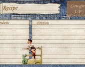 Recipe Card Pin Up 4x6 Cowgirl Funny Printable Digital
