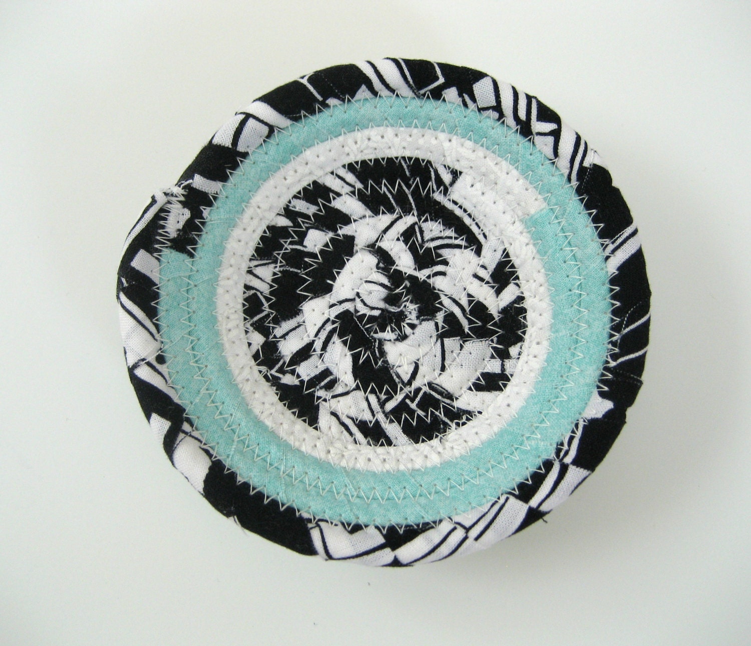 SALE ITEM Ring Dish Jewelry Catcher Multi Purpose Mini Basket Bowl Handmade Aqua Black White