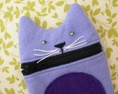 Hungry Cat //  iPhone  Case Pouch // Periwinkle Blue Purple // Rosebud Originals
