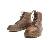 Men's Dr Marten Boots 8 Eye Romper Stomper Made in England Brown Leather Docs size 9 UK / 10 US