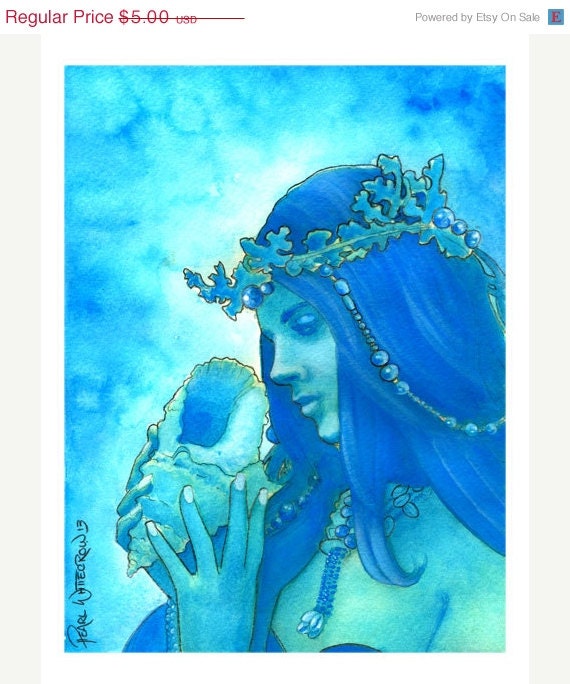 ON SALE Blue Sea Goddess Larimar Print
