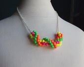 Neon Statement Necklace:  Bright Colorful Neon Jewelry, Hot Pink, Lime Green, Lemon Yellow, Citrus Orange