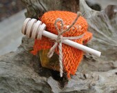 Rustic Fall Wedding Honey Favors, Baby Shower, Retirement  Party, Burlap Decor, Tangerine Wedding 10 pcs.