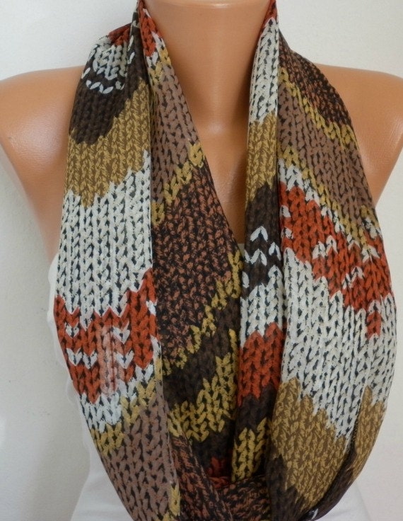 Infinity Scarf Shawl Circle Scarf  Loop  Scarf Gift -fatwoman -Knit Print