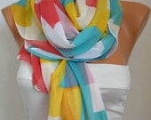BIG SALE Chevron Scarf -Cotton Scarf Shawl Bridesmaid Gift  Multicolor Beach wrap Pareo -fatwoman