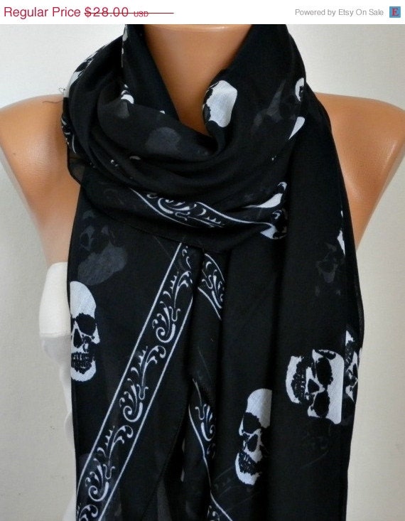 BIG SALE Skull Scarf - Cotton Scarf Shawl Bridesmaid Gift  Multicolor Beach wrap Pareo -fatwoman