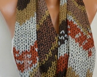 Infinity Scarf Shawl Circle Scarf  Loop  Scarf Gift -fatwoman -Knit Print