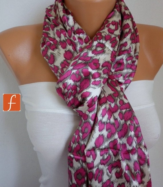 Leopard  Women  Scarf -  Leopard Scarf Cowl - Shawl  with Lace Edge