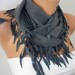 Gray Scarf  -  Pashmina Scarf  - Cowl Scarf  with Lace Edge    - fatwoman