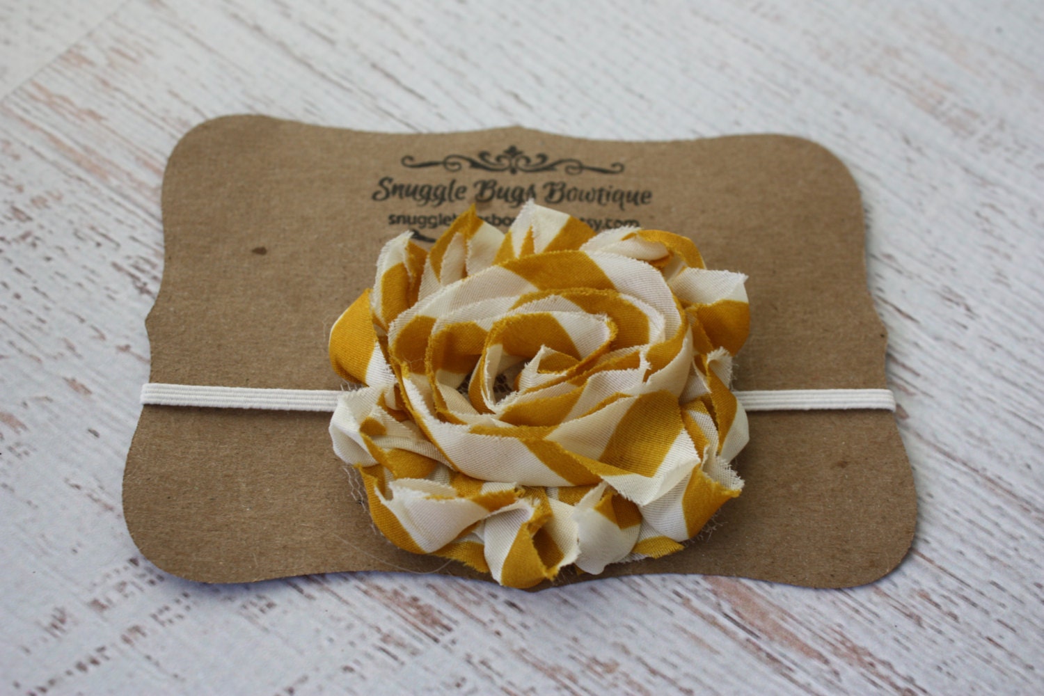 Mustard and Cream Shabby Chiffon Flower Headband or Hair clip