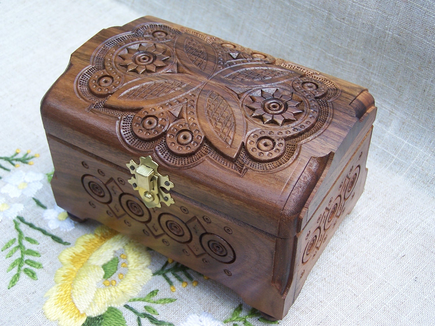 Wood Carved Jewelry Boxes