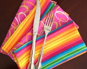 Cotton Cloth Napkins in Mod Rainbow Prints