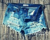 Bleached denim Levis High Waisted Shorts (SMALL)