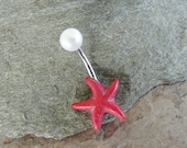 Red Starfish Belly Button Jewelry Sea Star Belly Ring