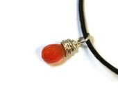 Leather and Carnelian Necklace - DesignsbyGaleM