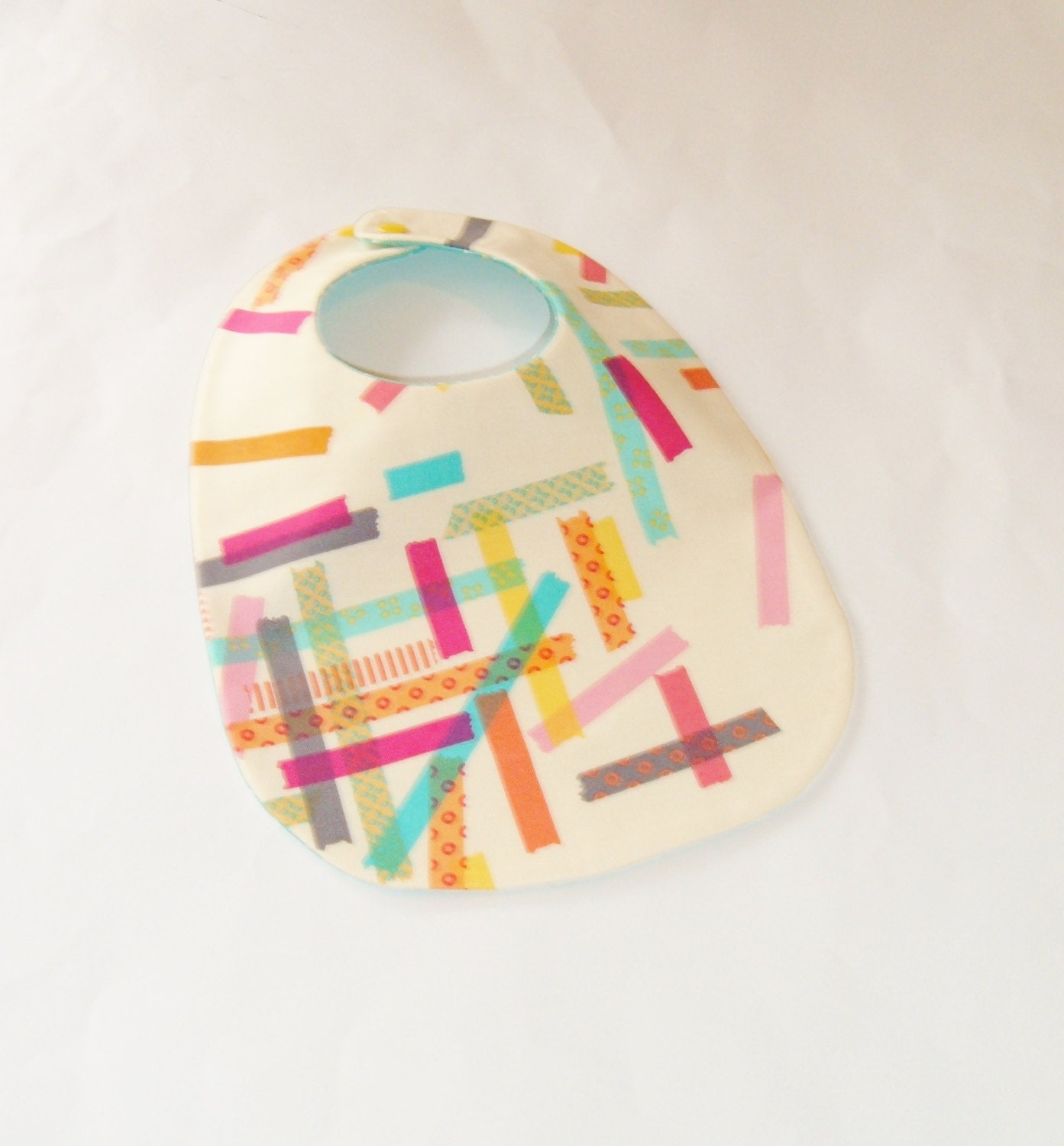 Unisex Baby Bib - Multicolored Sticks on Cream - Baby Gift Under 10