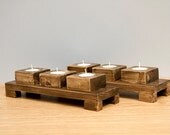 Wood Candle Holders in Walnut 2 sets with display tables - ArtGlamourSligo