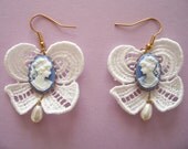 Lace Bow Cameo Earrings