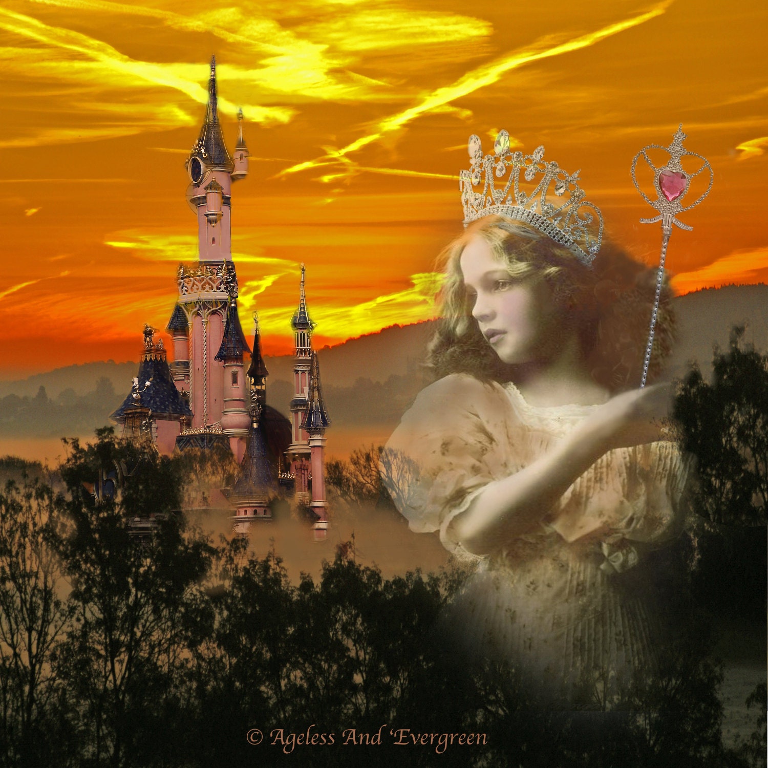 Princess Fair...Original Painting, Digital, Home Decor, Child, Archival Print, Fantasy
