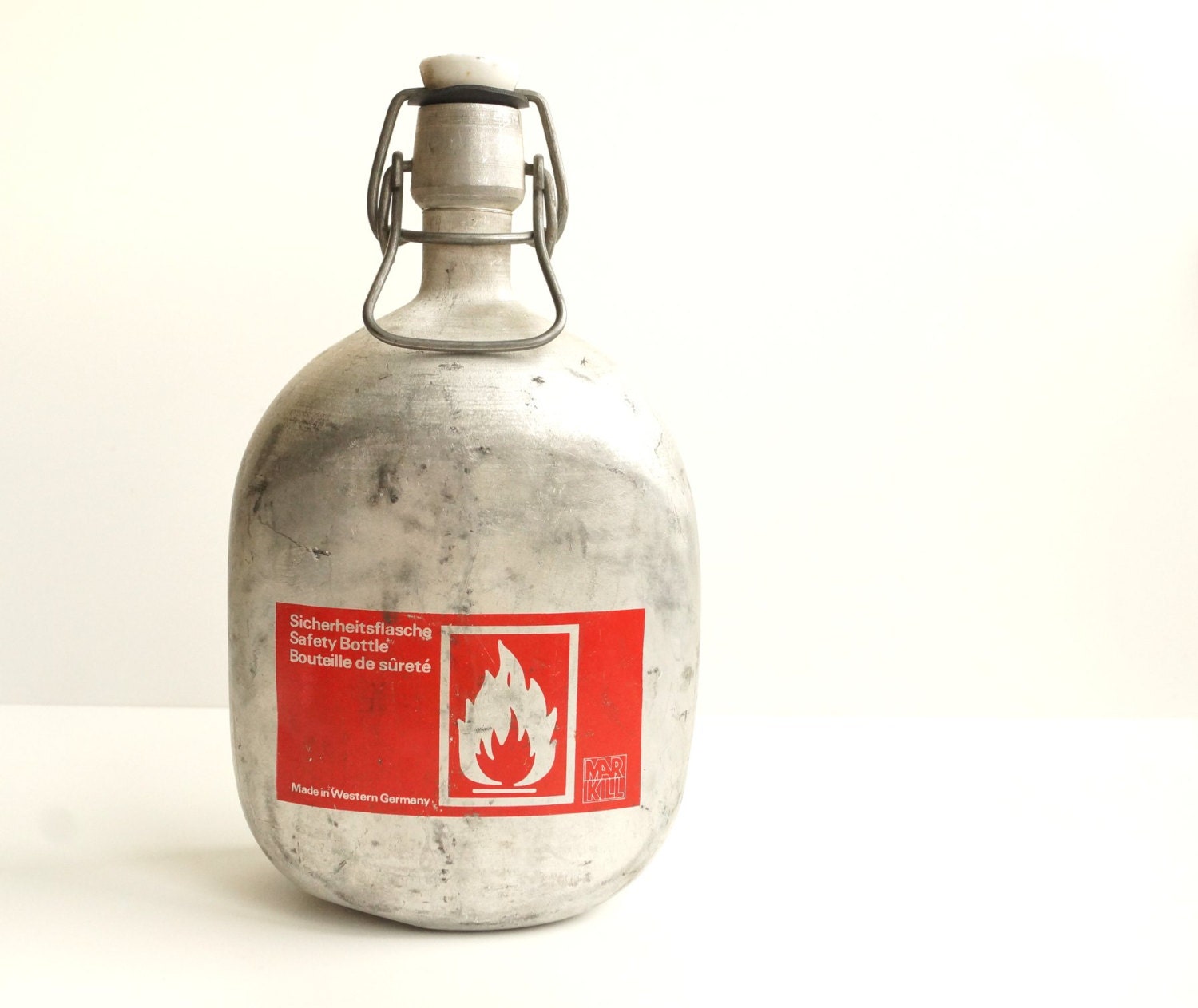 Vintage Markill Safety Bottle / Fuel Bottle made in West Germany - Collectible, Cabin Decor, Unique Vase