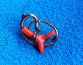 Victorian Love Knot Brooch Coral Gold Filled Valentine's Day