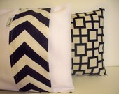 Decorative Pillow Navy Blue Geometric Designer fabric 10X16 Lumbar