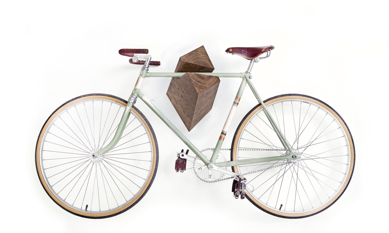 Oak Wood Bike Hanger "Elk" with exclusive Burl grain by Woodstick Ltd.