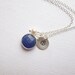 Sterling Silver Sapphire Bezel Stone Necklace with Custom Initial and Pearl-- Personalized -- Bridesmaids Necklace